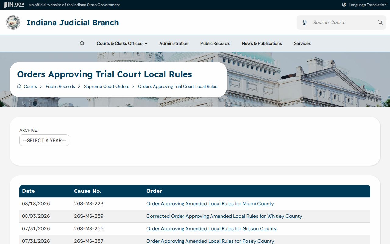 Orange County court calendar local rules orders