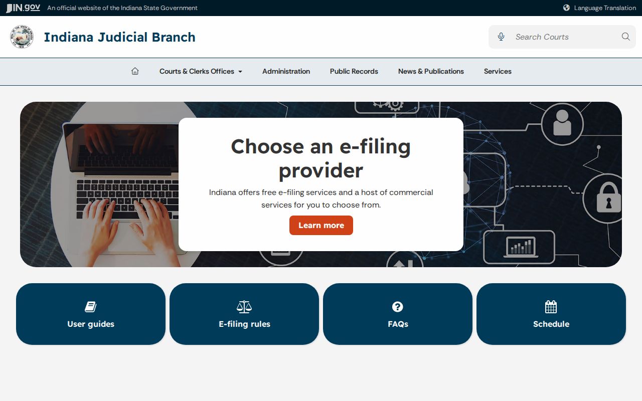 Orange County case search and Indiana e-filing overview