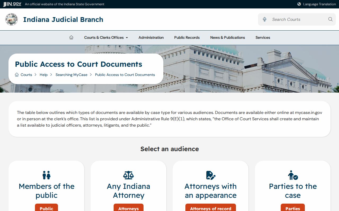 Orange County civil docket MyCase document access