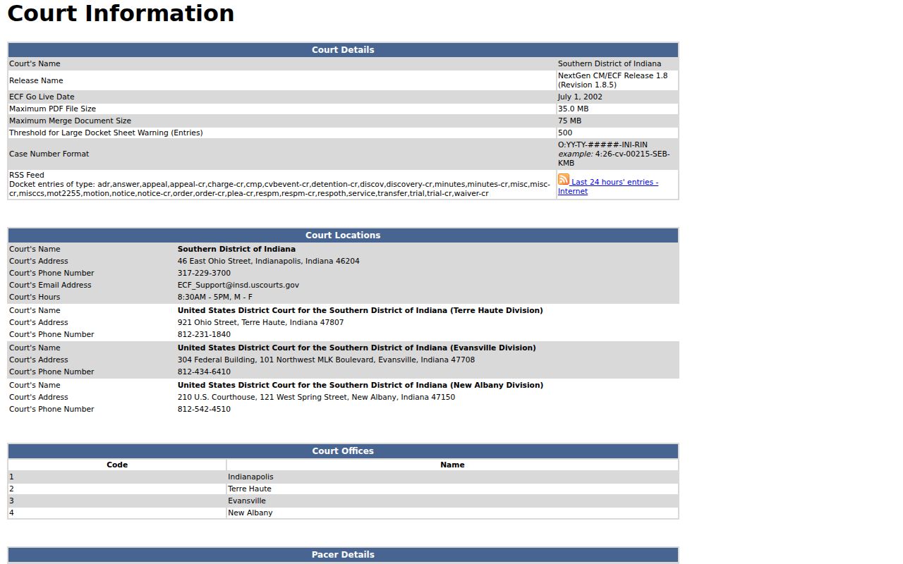 Orleans court docket federal CM ECF information