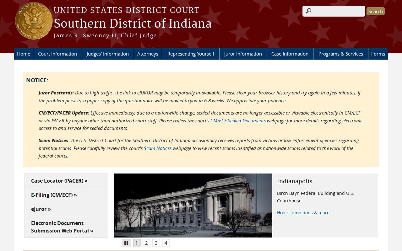 Orleans court docket Southern District of Indiana route
