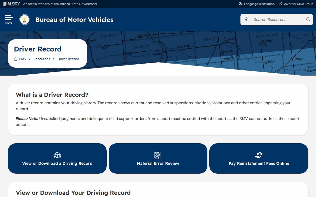 Orange County traffic court records and Indiana BMV driver records